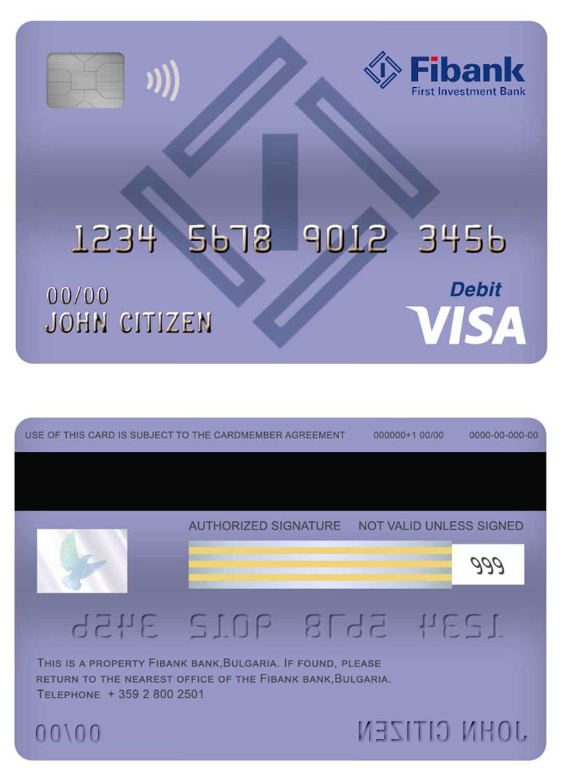 Bulgaria Fibank bank visa debit card